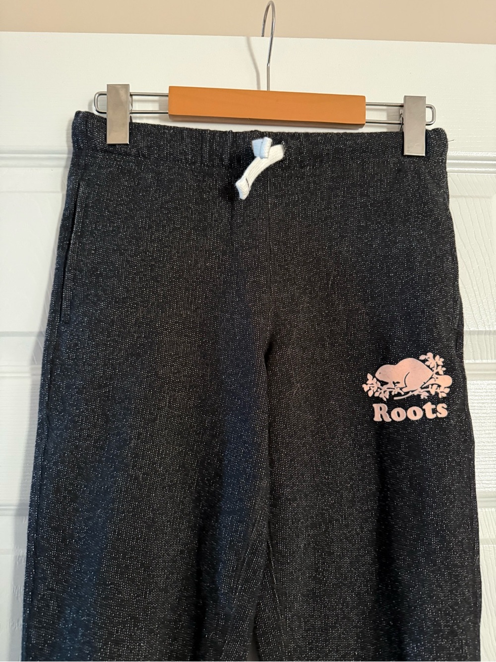 Roots Kids Black Sweatpants with Pink Logo Accent - Picture 2 of 6